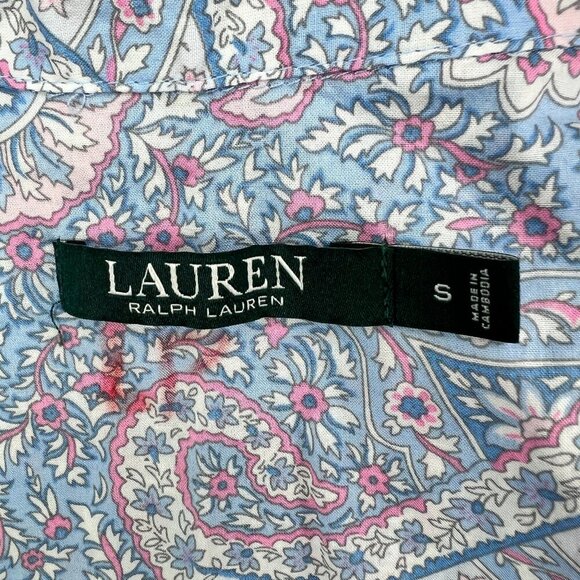 Lauren Ralph Lauren Monogrammed Button Down Sleep Shirt 100% Cotton Size S - Picture 7 of 7
